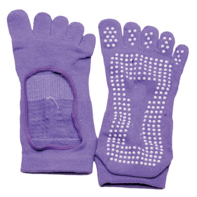 O algodão fez malha a anti ioga do deslizamento golpeia o ponto 5 Toe Yoga Grip Socks da ginástica